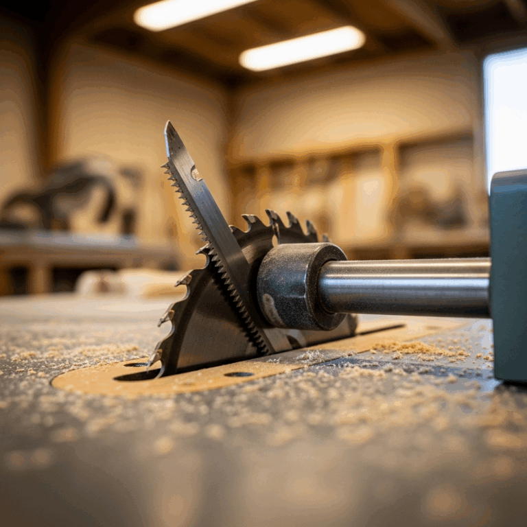 close up of a table saw blade tilted slightly on its arbor s 20260407 070421