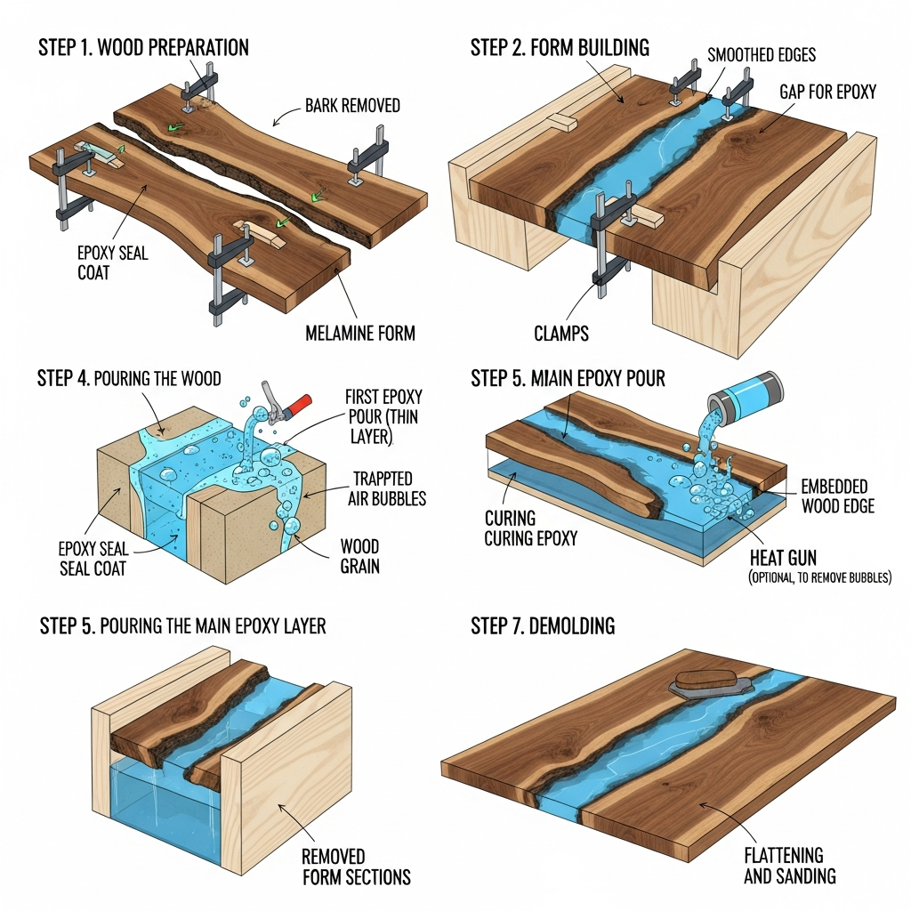 How to Build a Live Edge Epoxy River Table — Step by Step